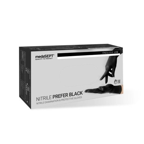 MEDASEPT Rękawiczki nitrylowe NITRILE PREFER BLACK 100 sztuk